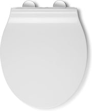 White Slimline Oval Toilet Seat Soft Close Quick Release Antibacterial