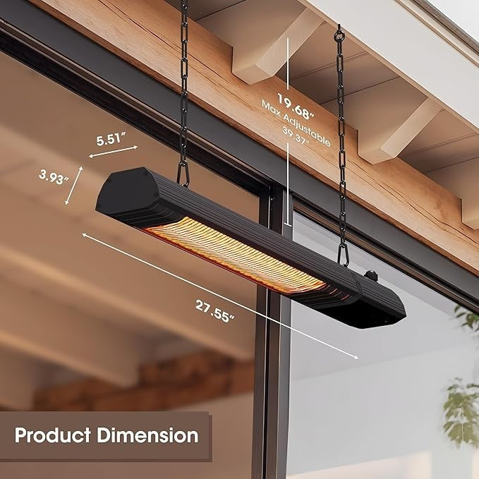 Wall Mounted Patio Heater 2000W Infrared Outdoor Indoor Fast Heating Remote