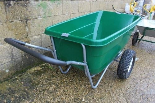 300L Green Twin Wheel Wheelbarrow – Heavy Duty 250kg Load w/ Steel Grip Handle