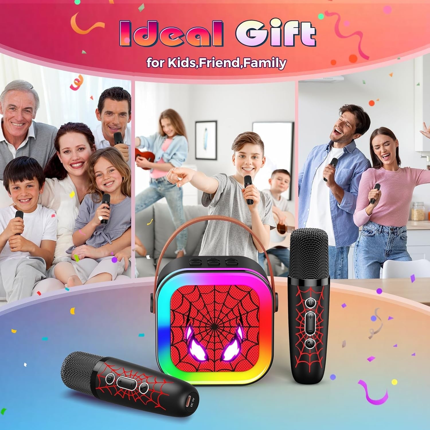 Kids Karaoke Machine 2 Wireless Mics Bluetooth