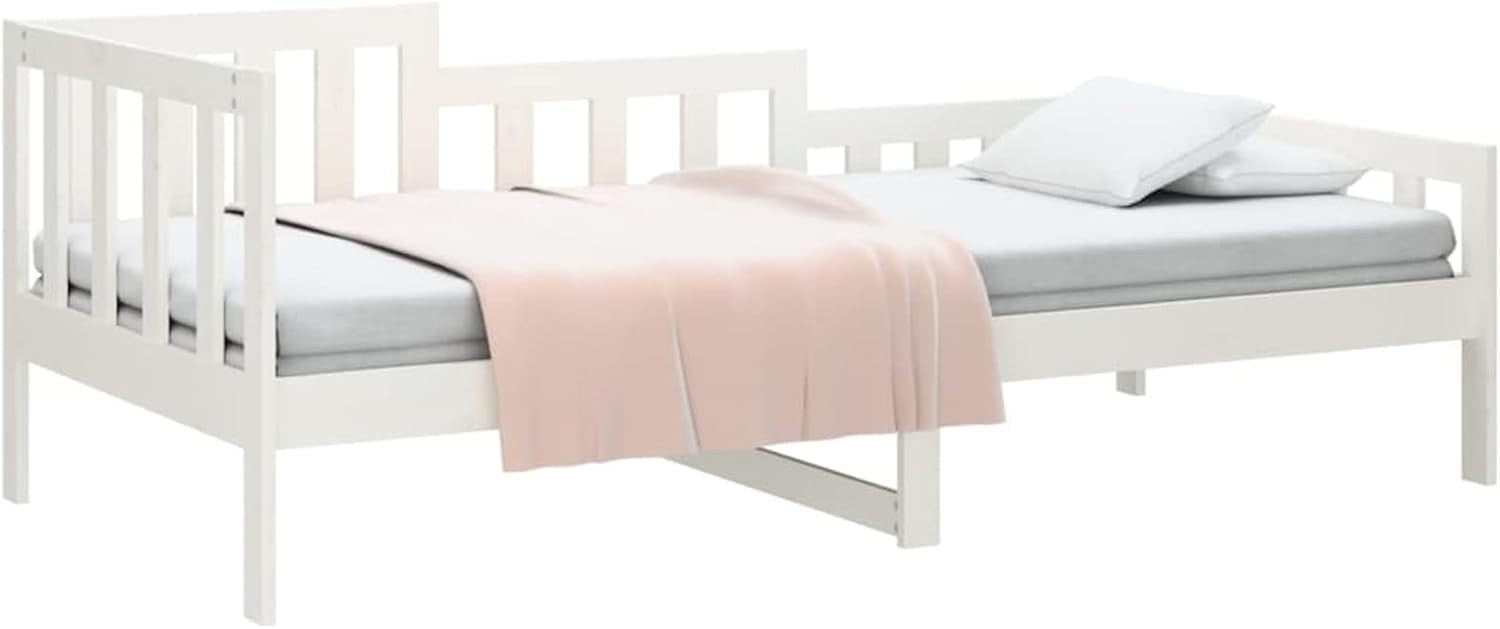 Solid Wood Daybed Sofa Bed White 90x190cm Guest Bed Indoor Outdoor Use