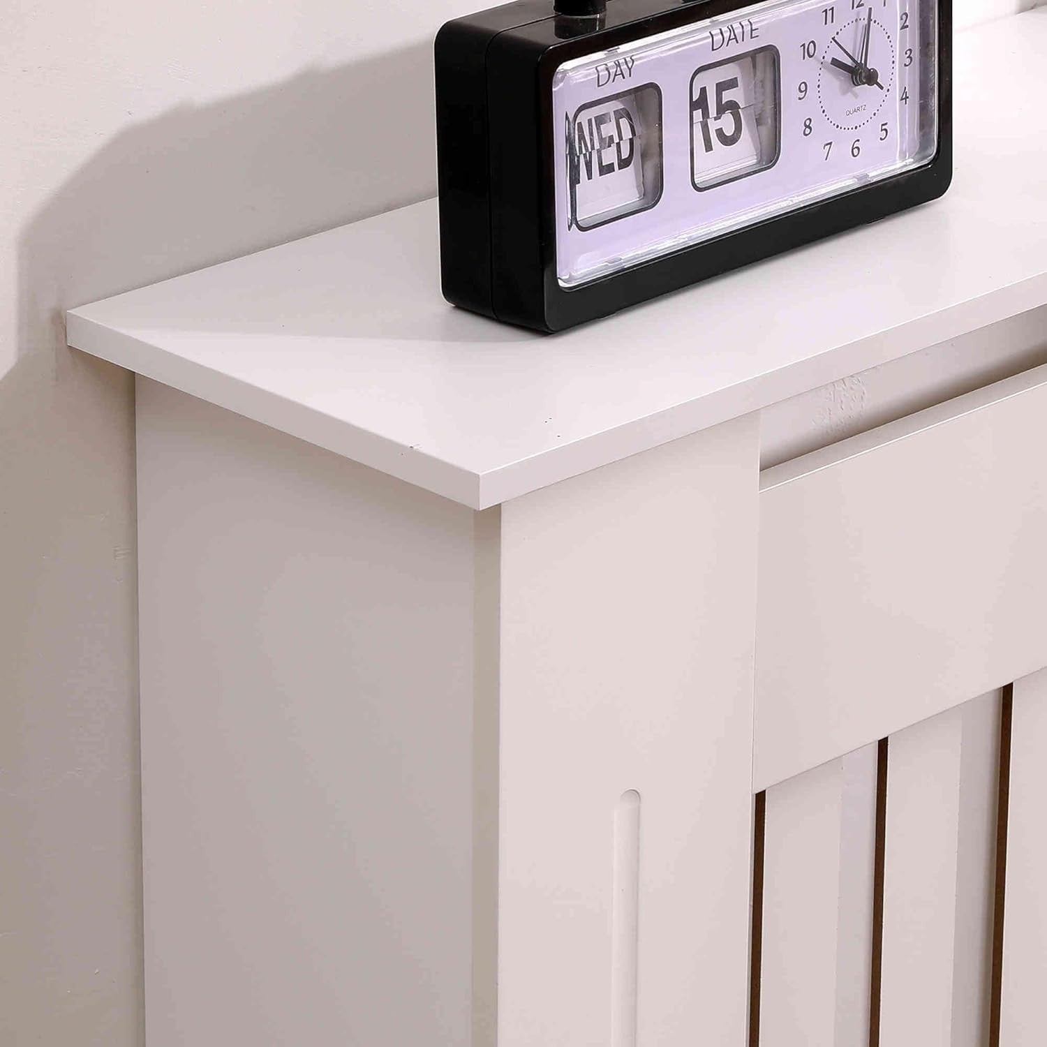 Small White Radiator Cover | Slatted MDF Cabinet