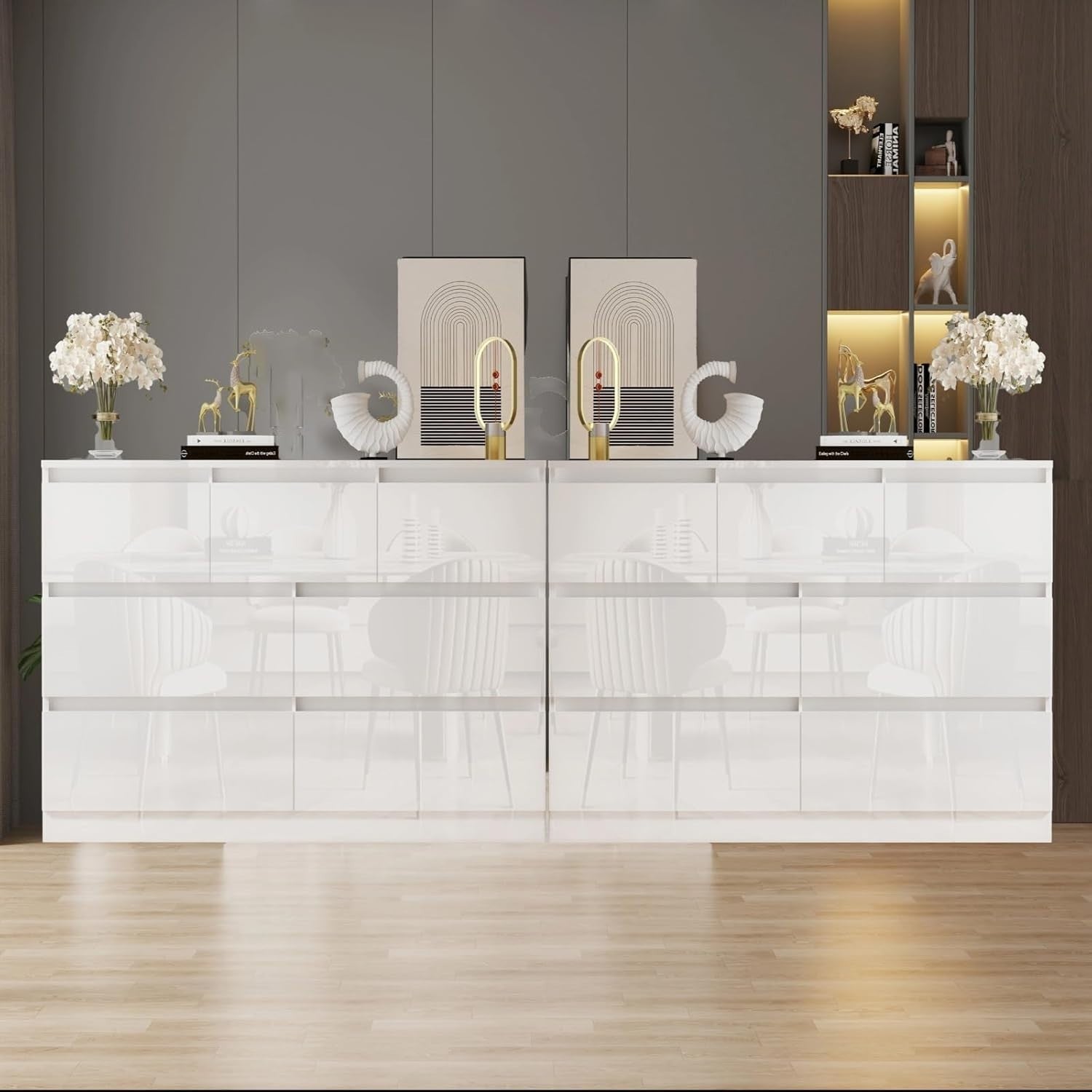 White High Gloss Chest of 7 Drawers Bedroom Storage Modern Unit