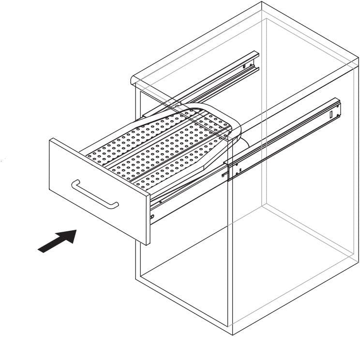 Pull Out Ironing Board Drawer Mounted Foldable Space Saving Cabinet Unit