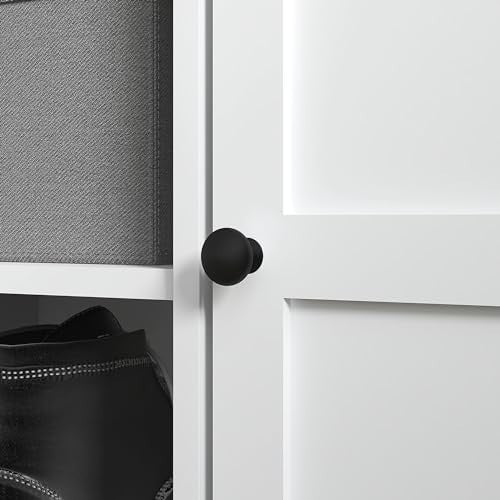 White Shoe Storage Bench with Cushion & 2 Cabinets – Modern Hallway Seat