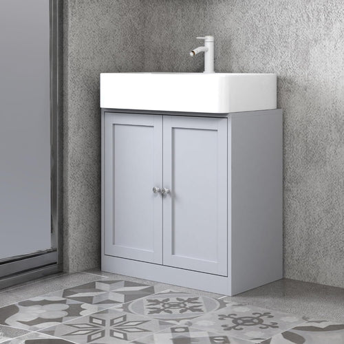 Under Sink Bathroom Cabinet Storage Unit 60cm Wide with Shelf – Slim Grey