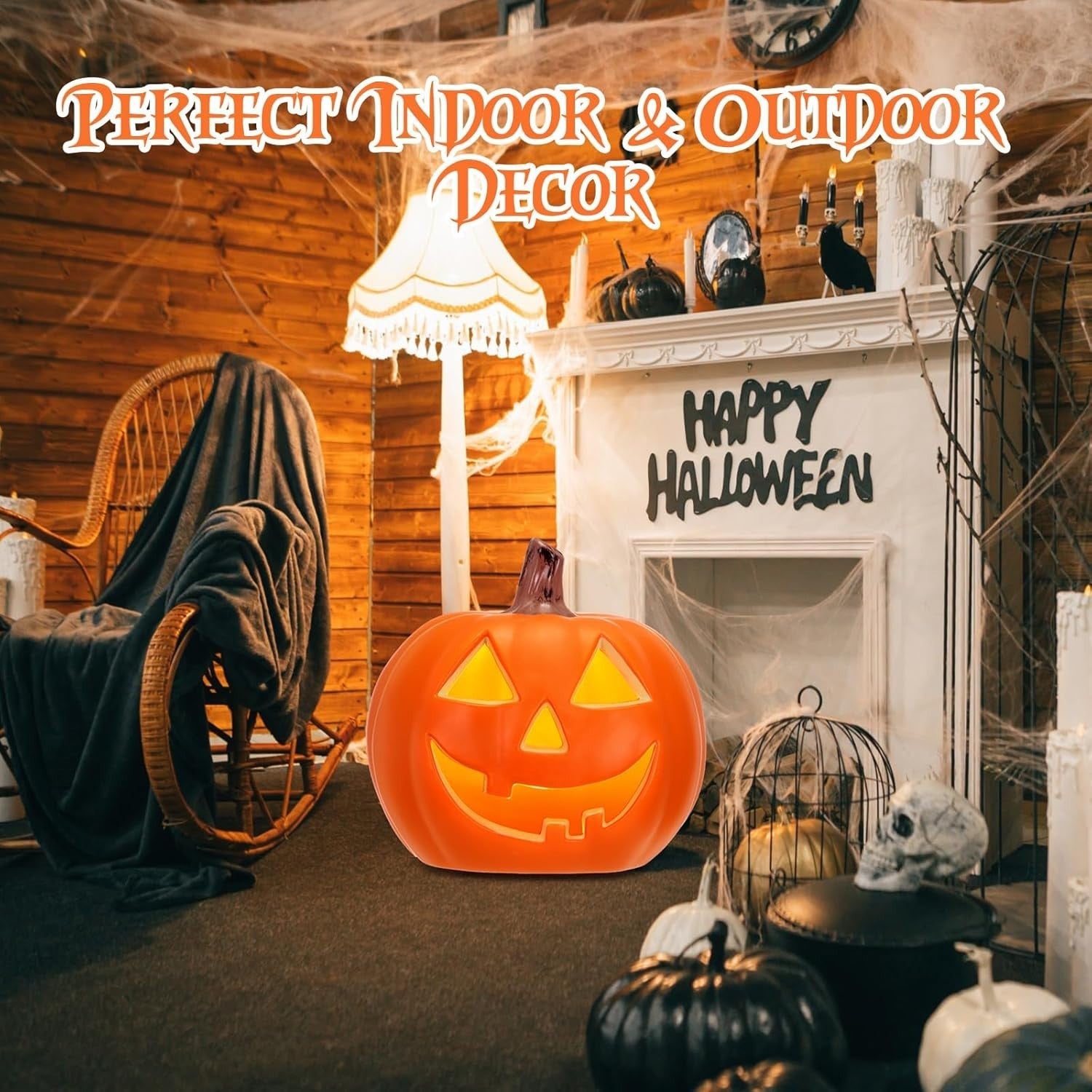 Pinkunn 18 Inch Light Up Jack O Lantern Halloween Pumpkin Indoor Outdoor Decor