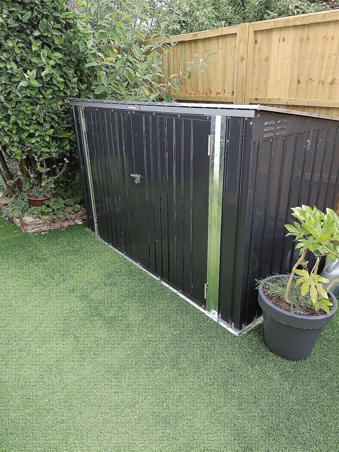 Metal Bike Storage Shed 7x3.5ft Waterproof Outdoor Lockable Tool Shed Black