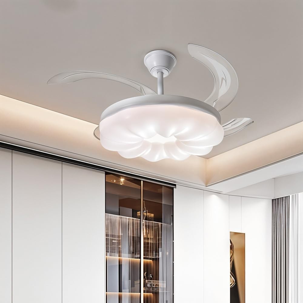 Warmiehomy 78cm Ceiling Fan with Lights 6 Speeds Dimmable LED White