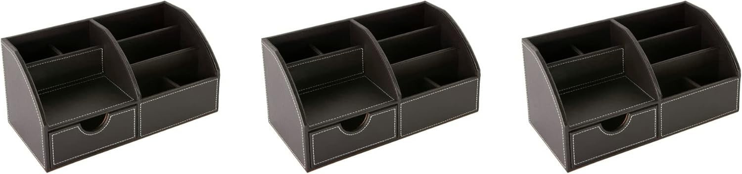 Faux Leather Desk Organiser 8-Compartment Drawer Pen and Stationery Caddy