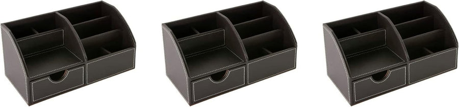 Faux Leather Desk Organiser 8-Compartment Drawer Pen and Stationery Caddy