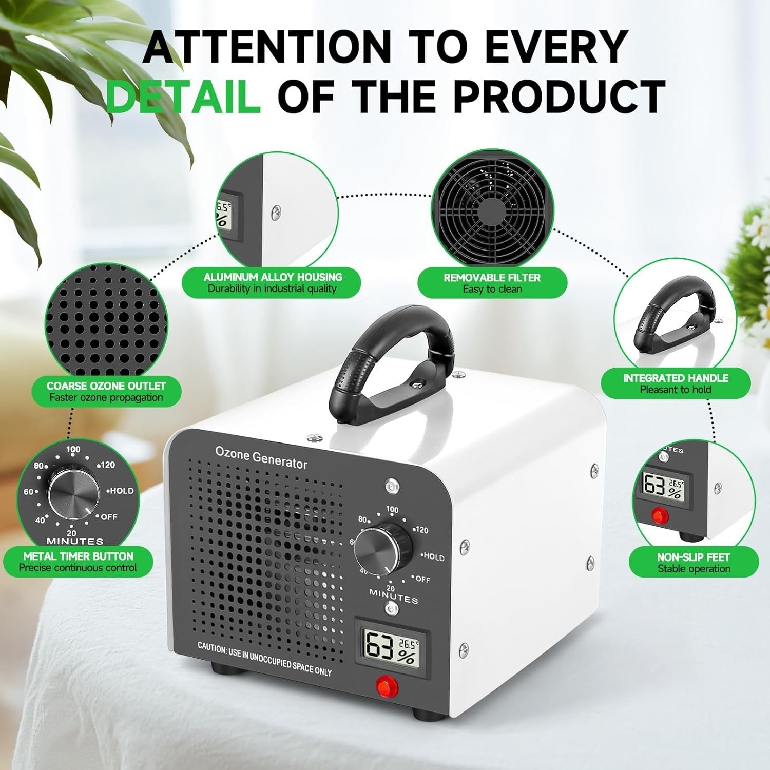 60000mg Ozone Generator Odor Eliminator Large Room Smoke Pet 320㎡