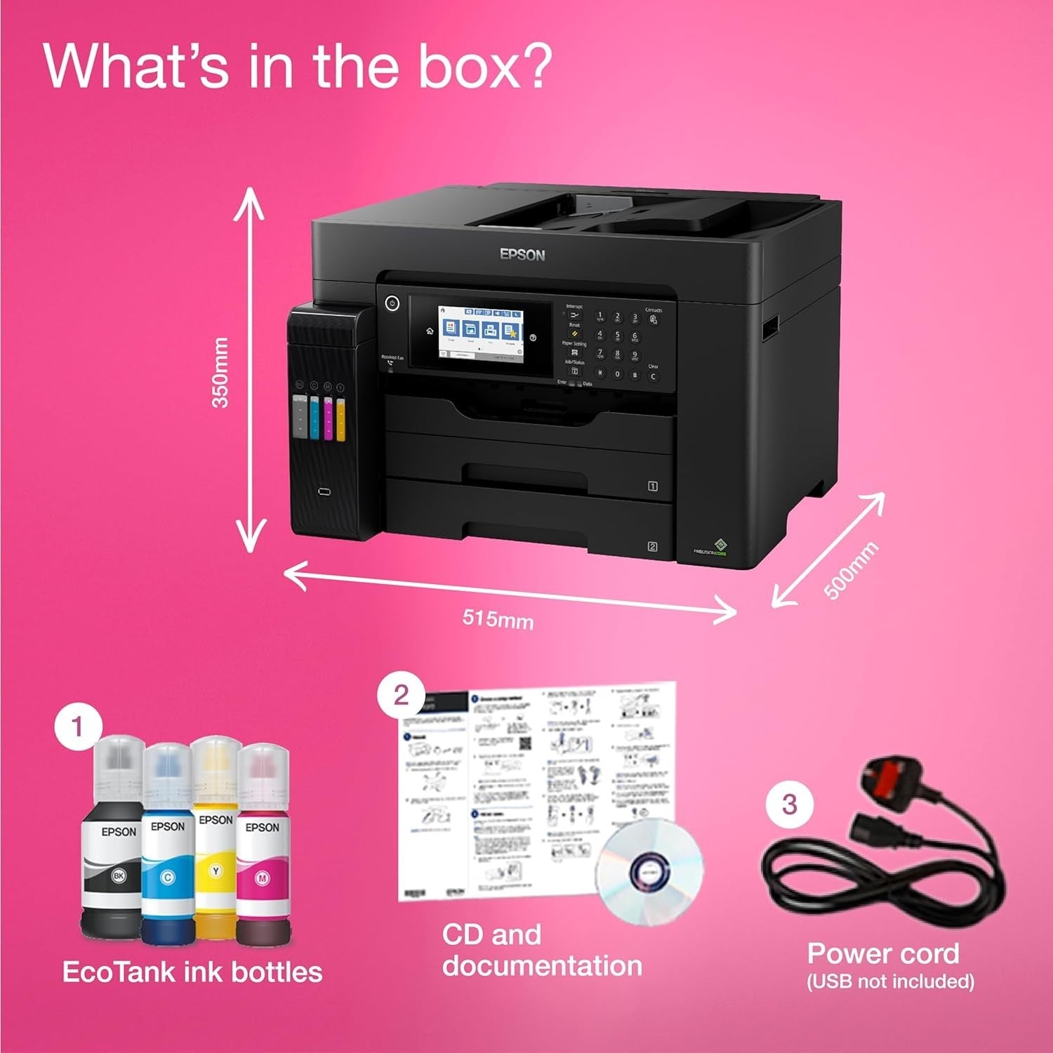 A3+ Black Multifunction Wi-Fi Ink Tank Printer Fax Scan Copy Auto Duplex