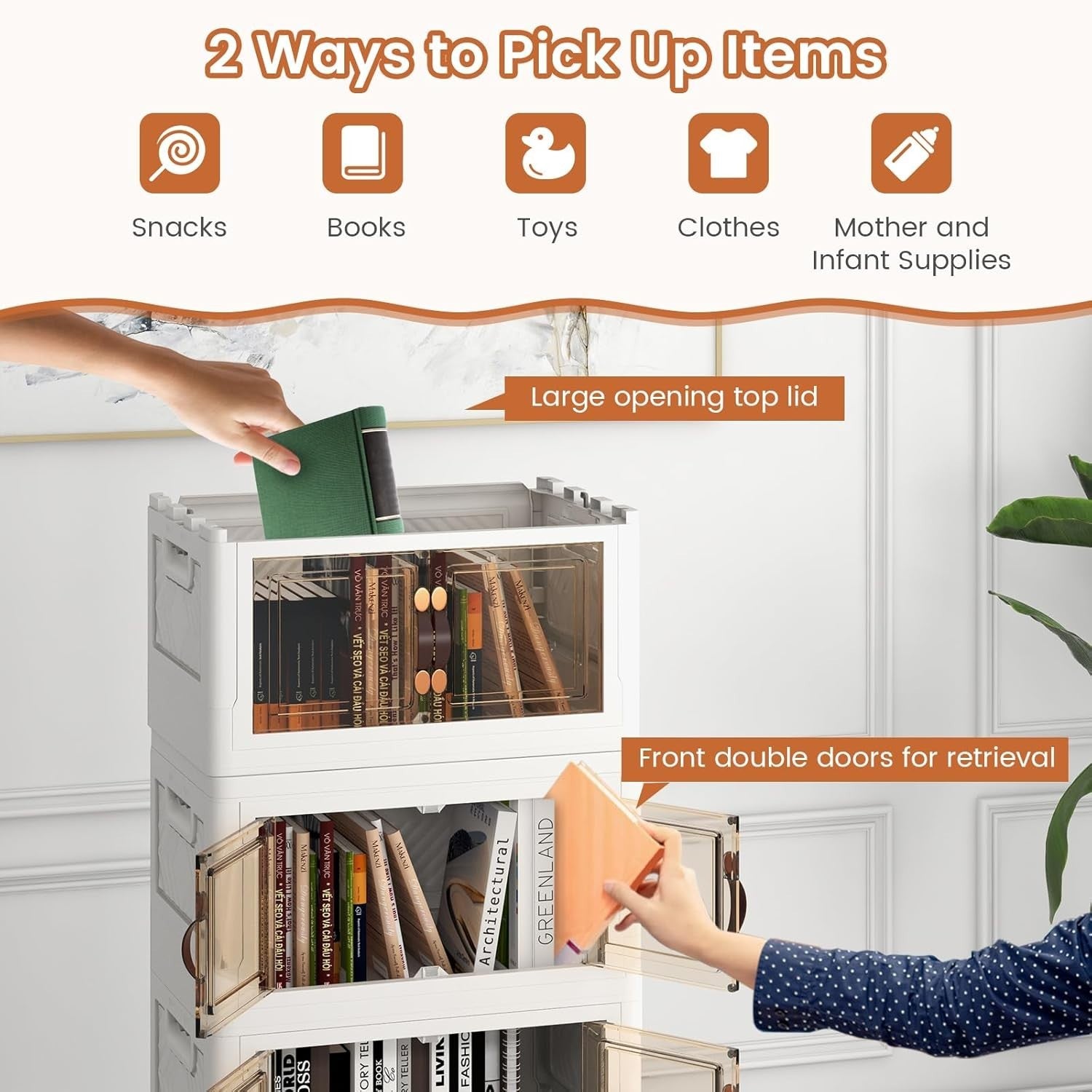 4-Tier Lockable Wheeled Shoe Storage Cabinet Folding Stackable Organizer