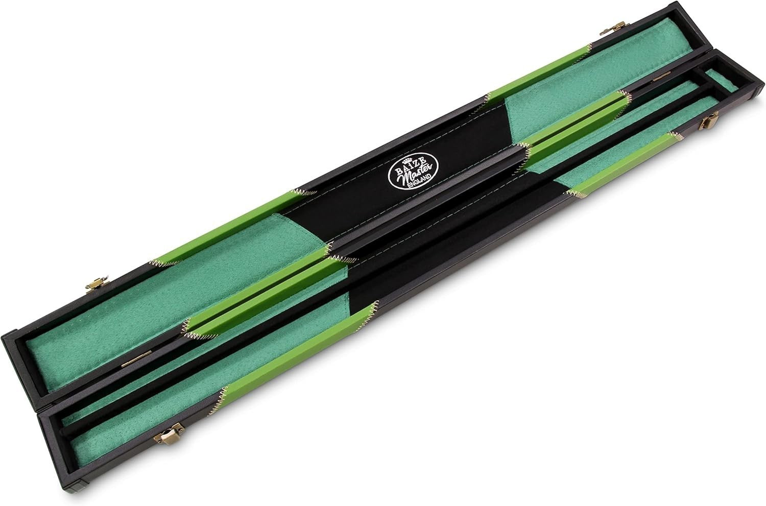 Green Hard Cue Case Snooker Pool 2 Piece Centre Joint Deluxe