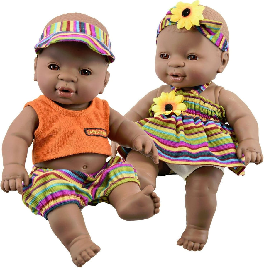 12 Inch Twin Baby Dolls Dark Skin Realistic Vinyl African Style