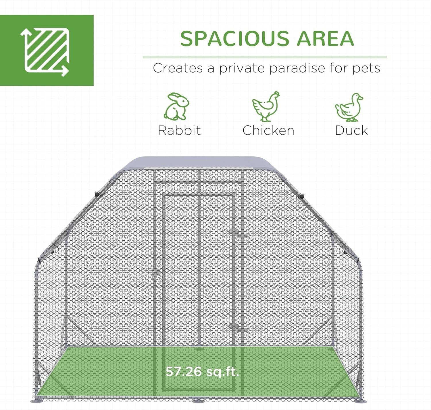 Walk In Chicken Run Metal Poultry Enclosure with Roof 4–6 Hens
