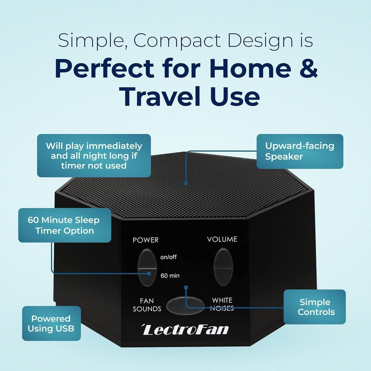 Black  Noise Machine & Fan Sounds for Sleep, Travel, and Sound Masking
