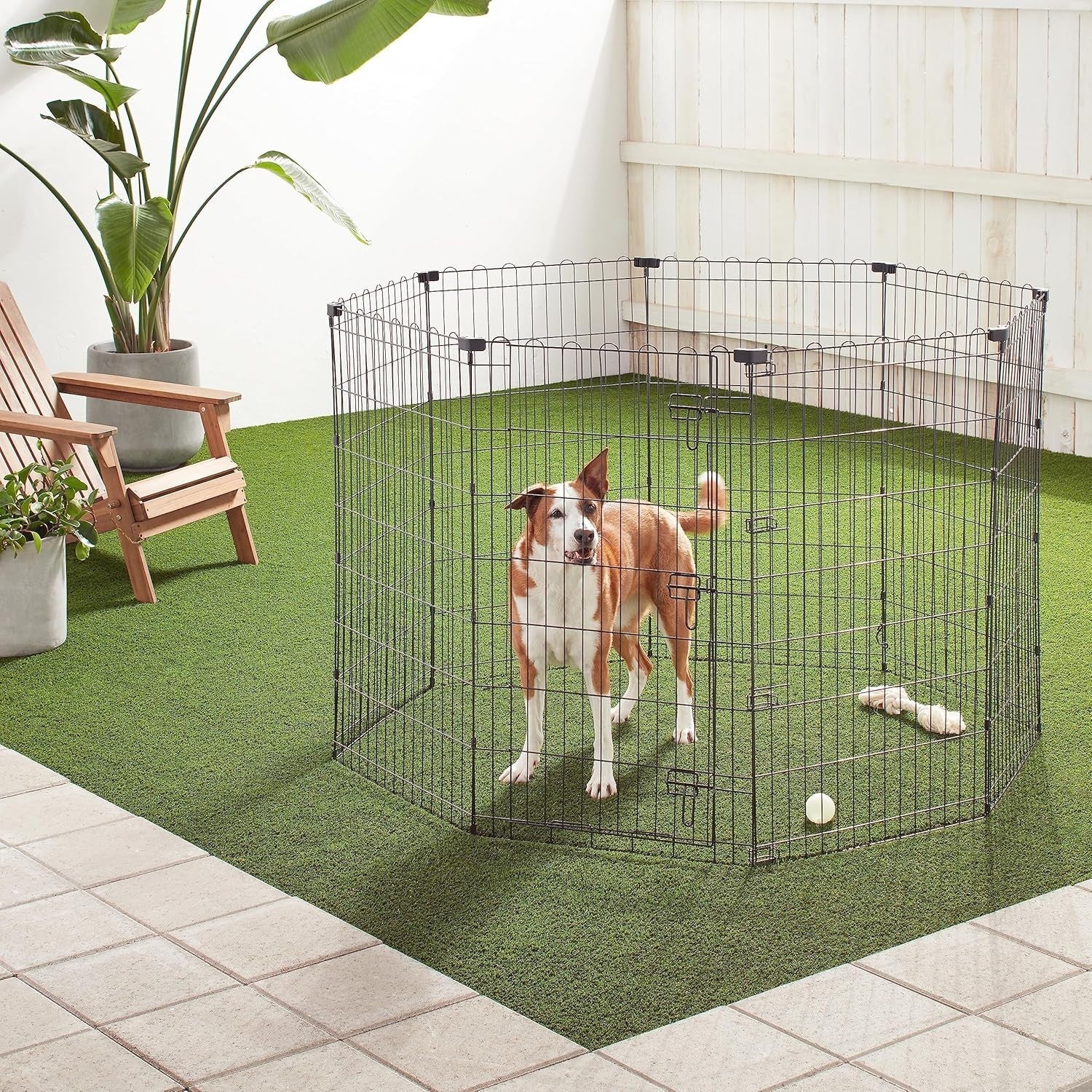 Extra Tall Dog Playpen with Door 107cm High Heavy Duty Metal Fence Indoor Outdoo