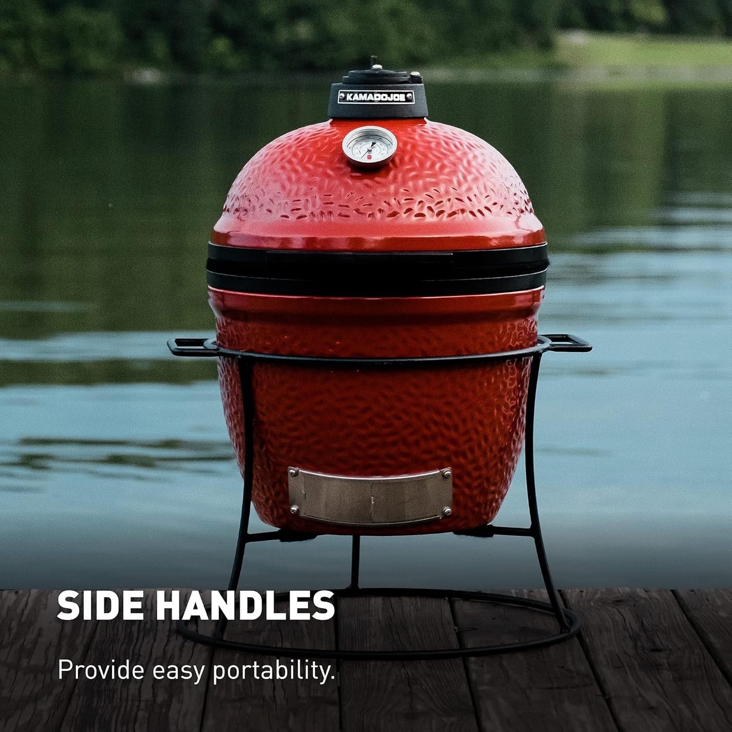 Portable Ceramic Charcoal Grill Mini BBQ Smoker | Cast Iron Vent