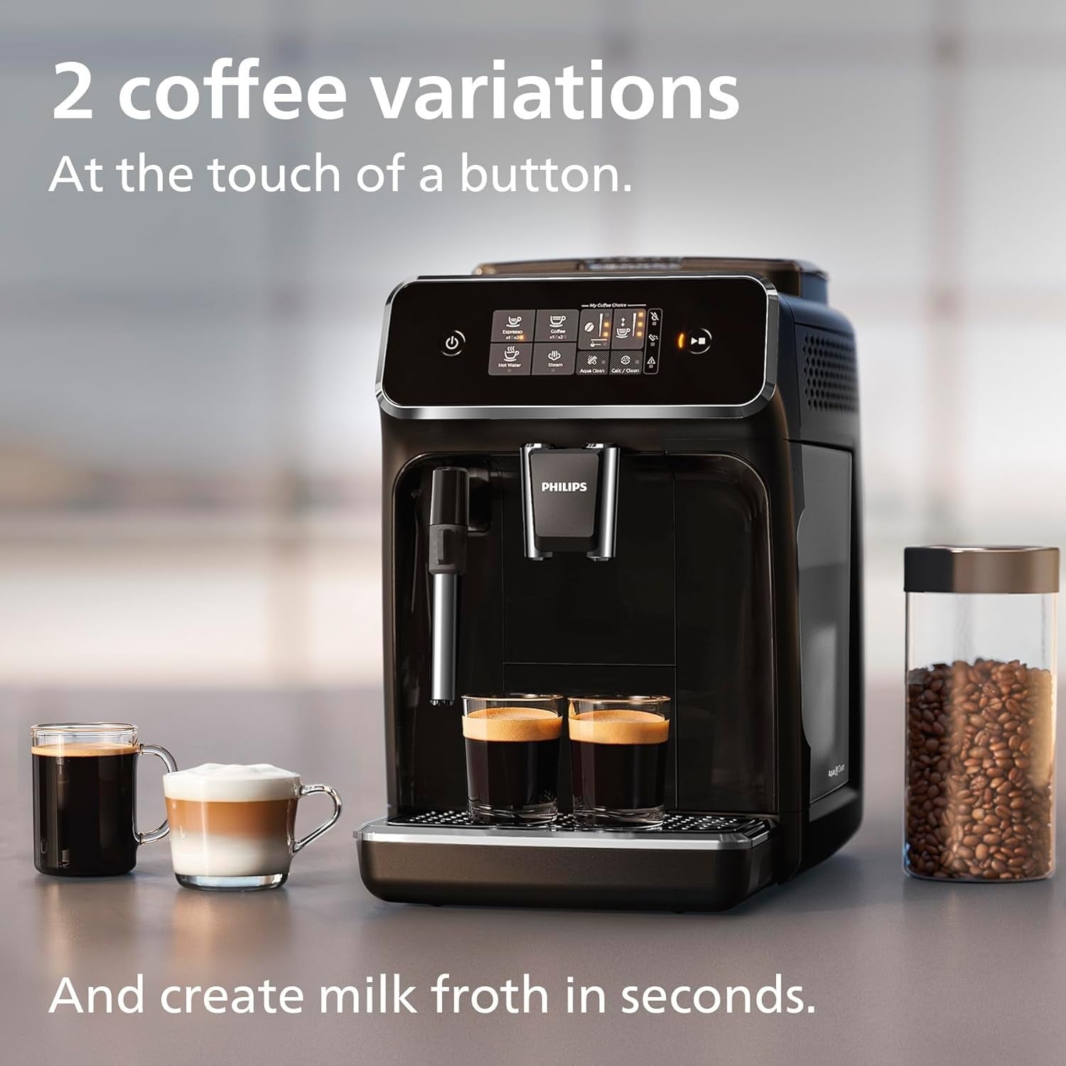 Automatic Bean to Cup Coffee Machine | Classic Milk Frother | 1500W Espresso