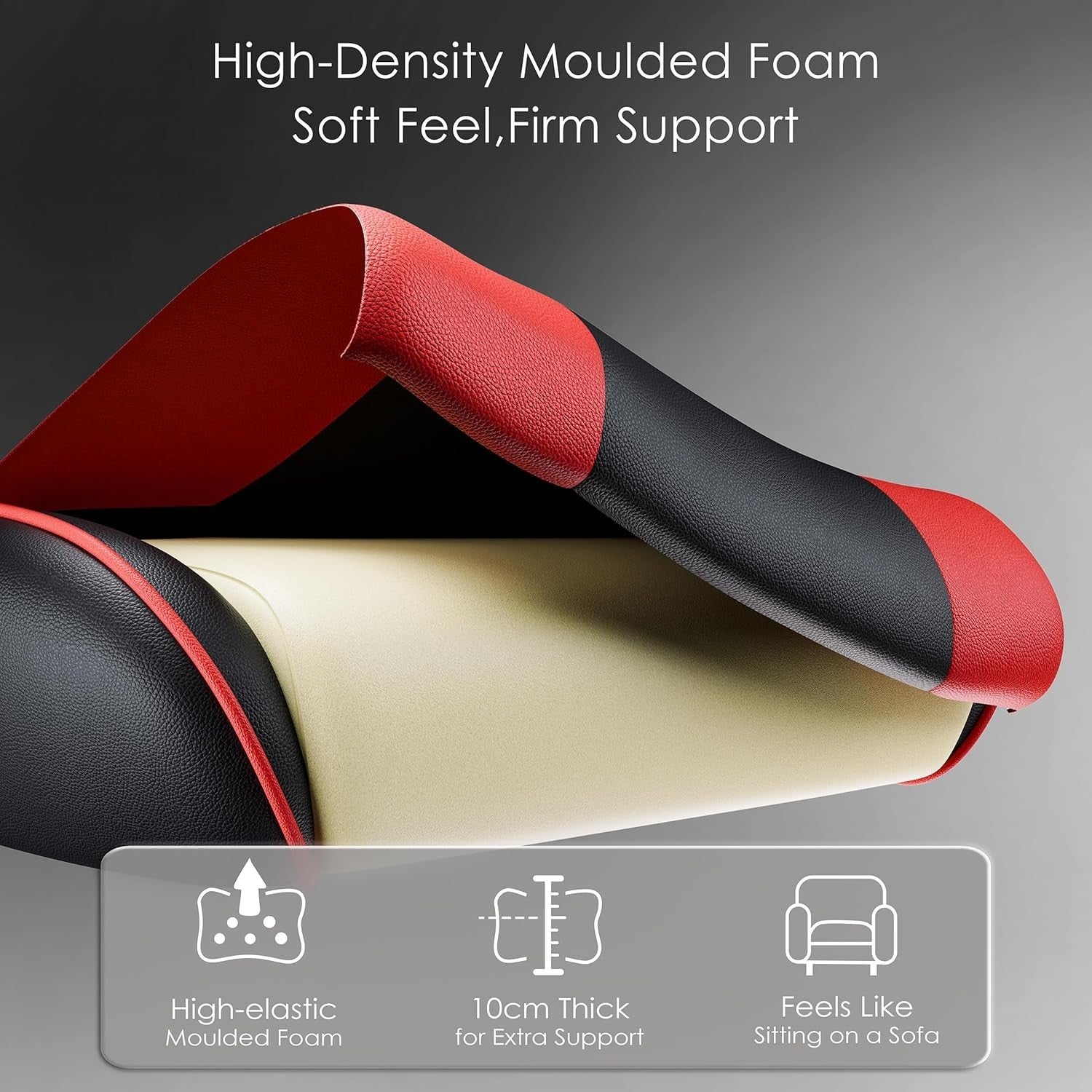 High Back Gaming Chair Reclining Office Desk Swivel Padded Footrest Red Black