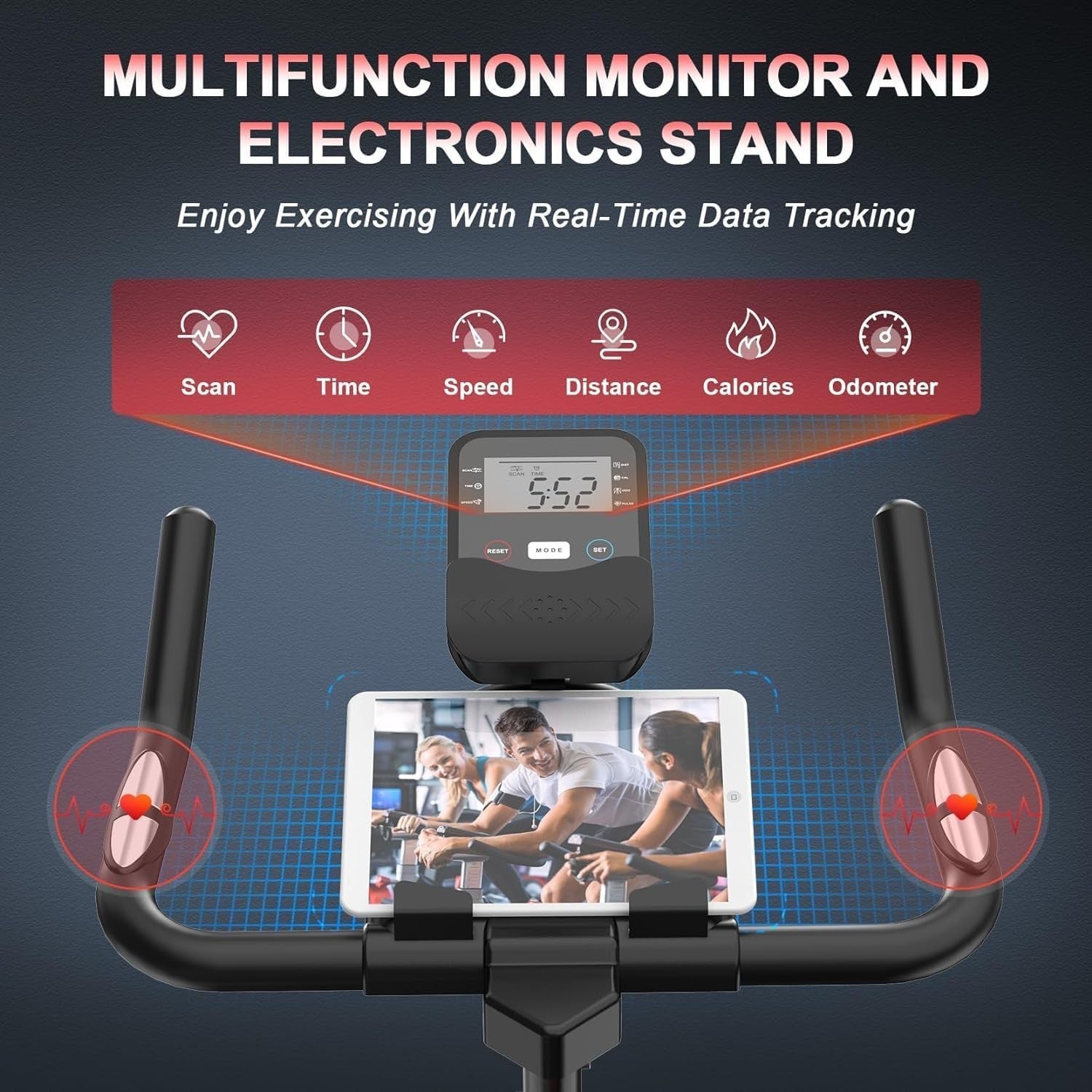 Quiet Magnetic Exercise Bike for Home w/ LCD Display, 35lb Flywheel & Holder