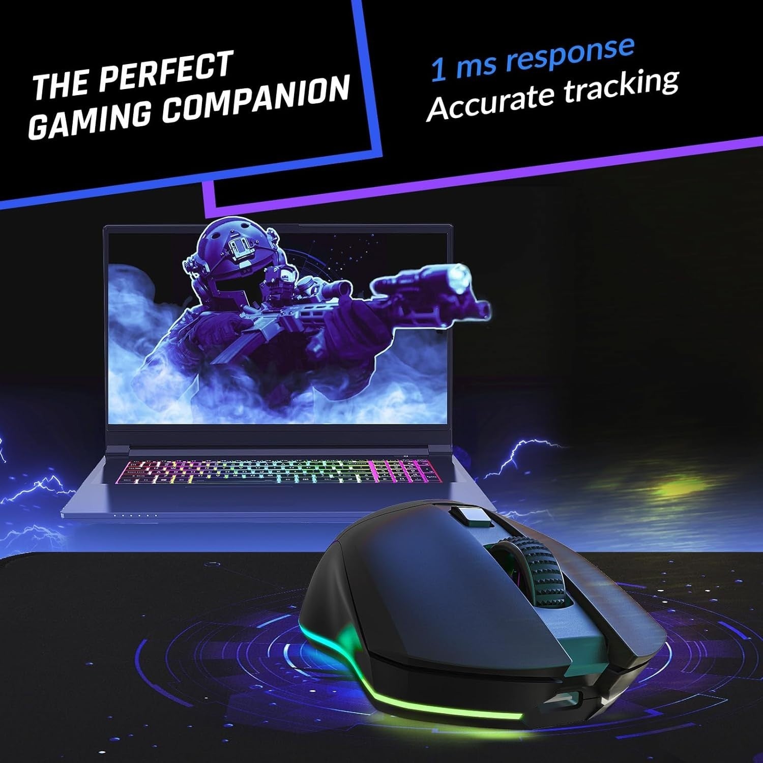Wireless Gaming Mouse RGB Charging Dock LCD 6000 DPI Rechargeable Pro