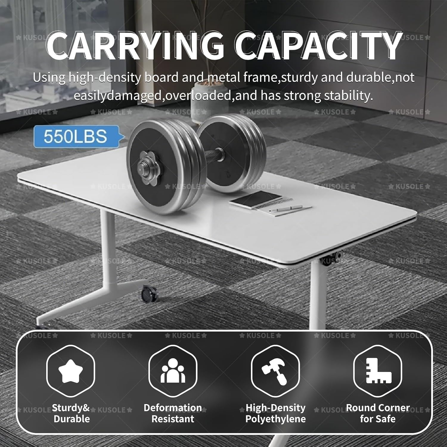 120cm Folding Conference Table 2-Pack – Flip-Top Mobile Training Desks w/ Wheels