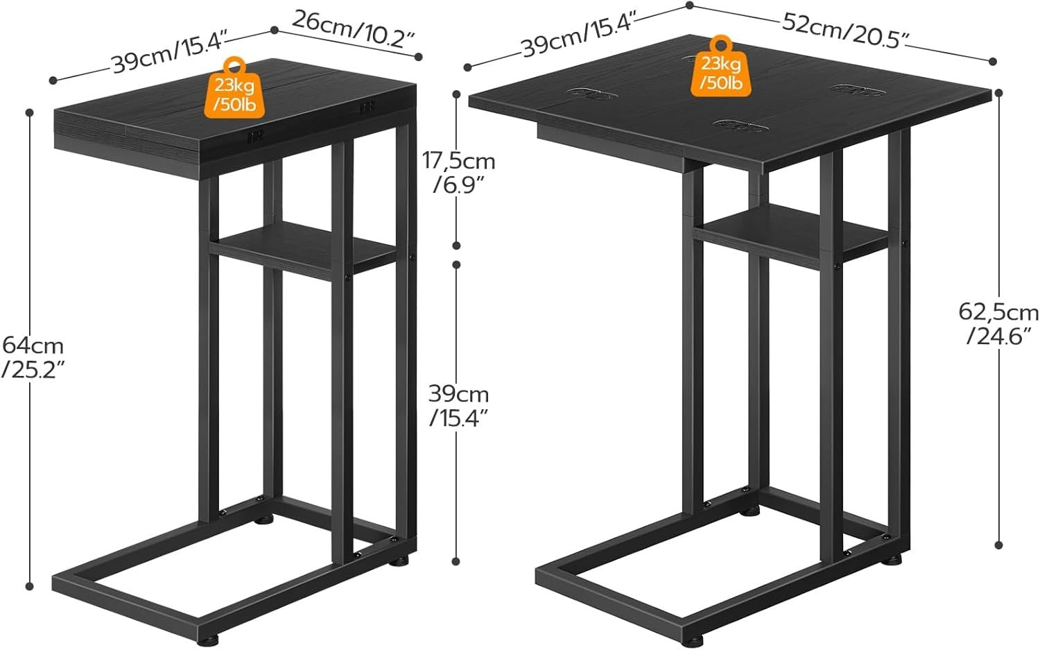 Foldable C-Shaped Side Table with Large Workspace – Laptop Snack Table