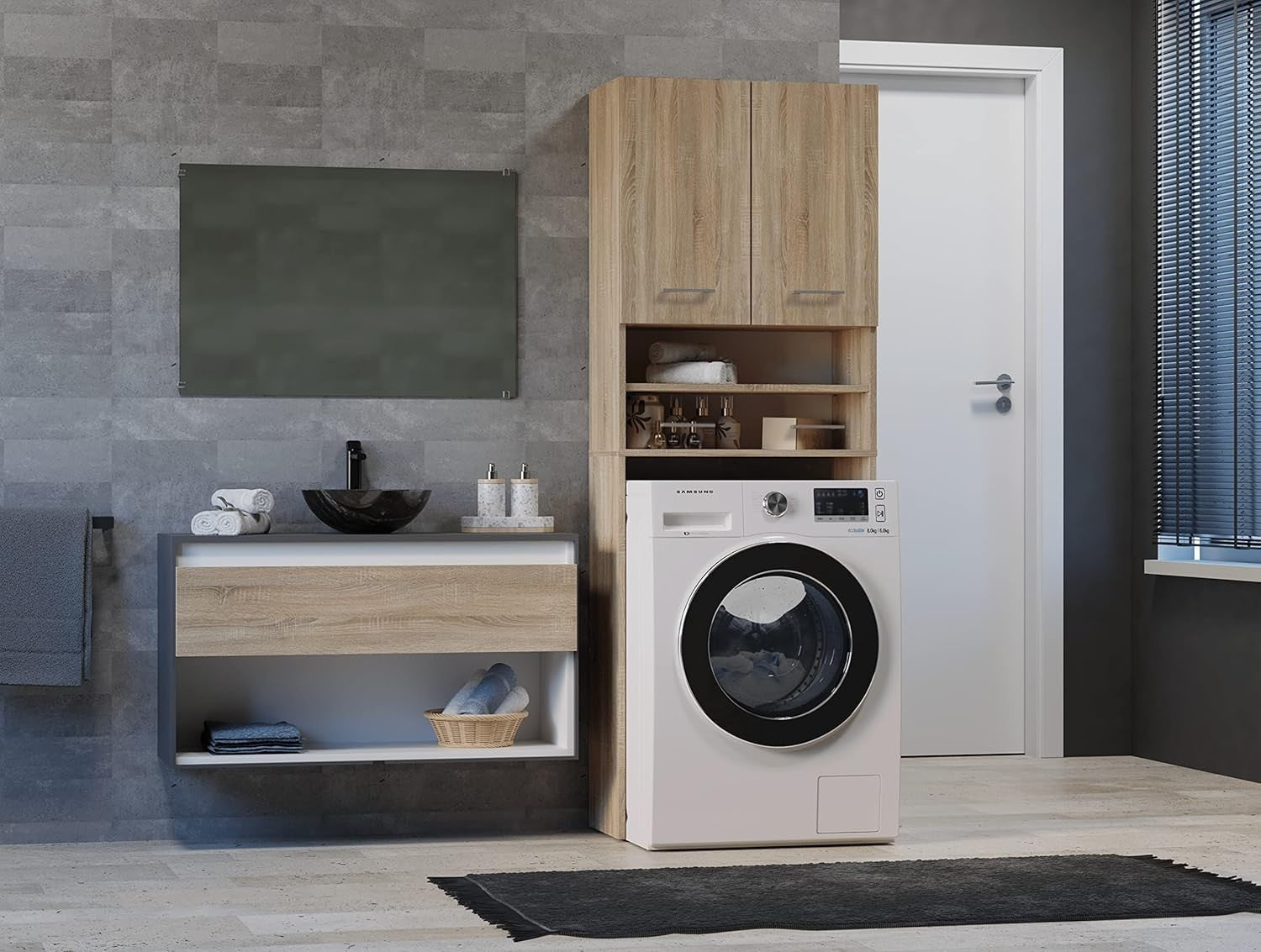 Washing Machine Storage Cabinet Over Washer Bathroom Laundry Unit Shelves