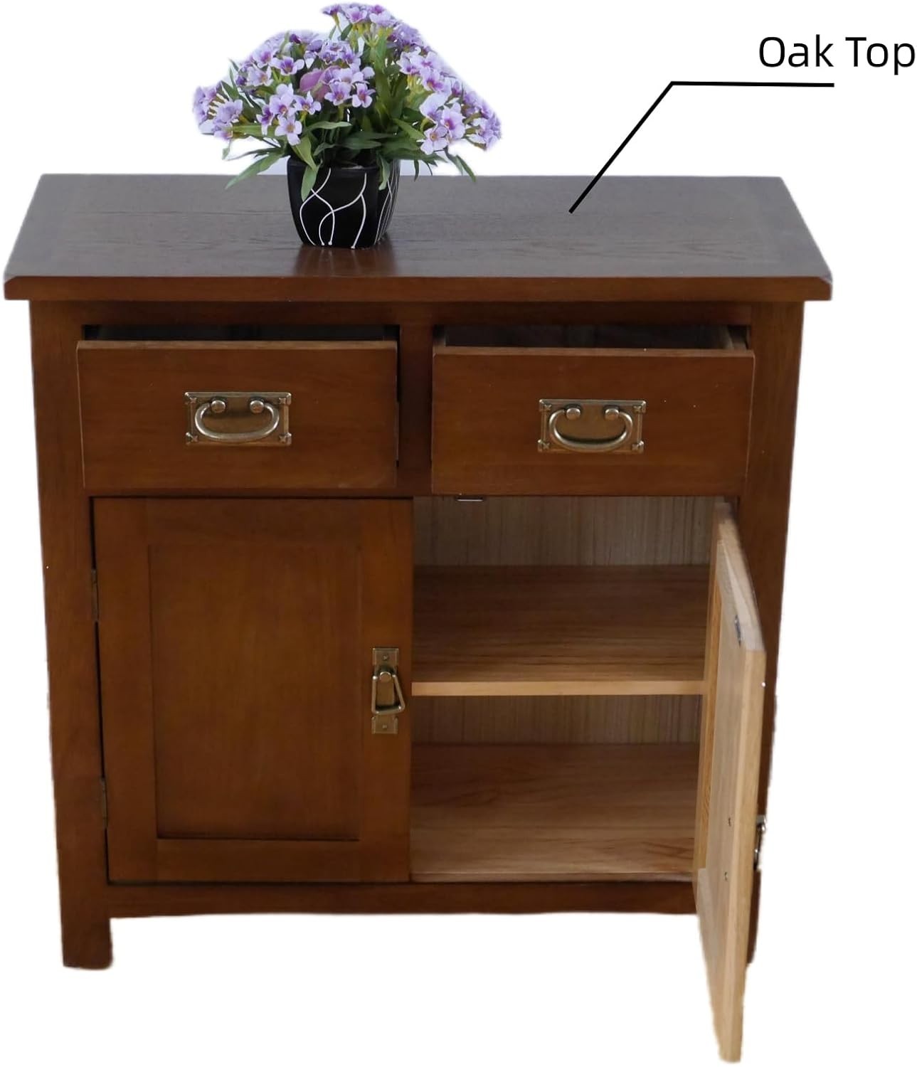 Small Solid Oak Sideboard Cabinet 2 Door 2 Drawer Hallway Storage Unit