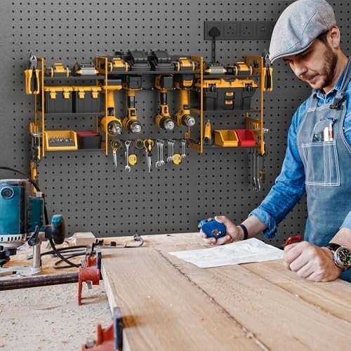 Wall Mounted Power Tool Organizer 8 Drill Holder Charging Rack
