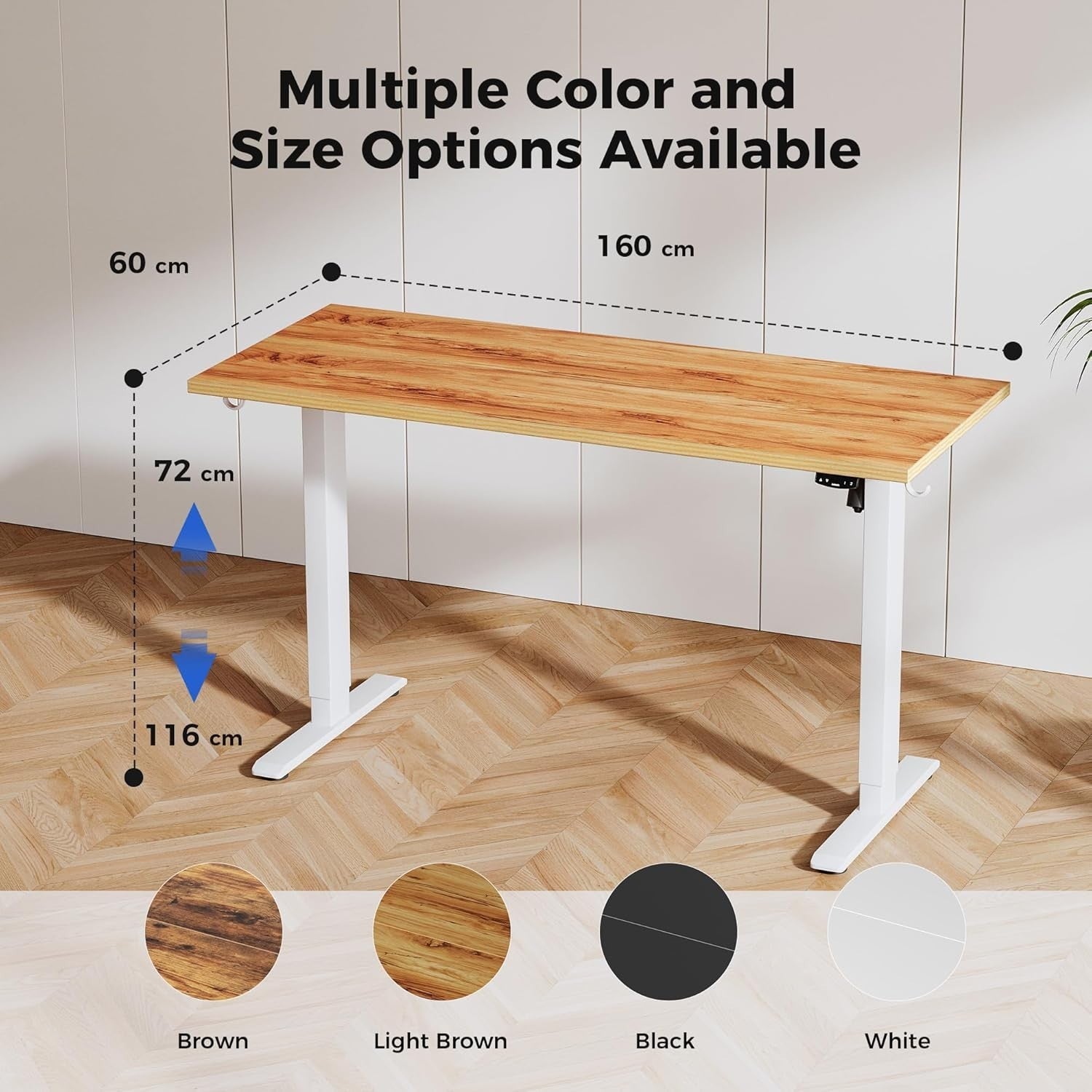 Electric Standing Desk 160x60cm Adjustable Sit Stand Brown Table with Memory