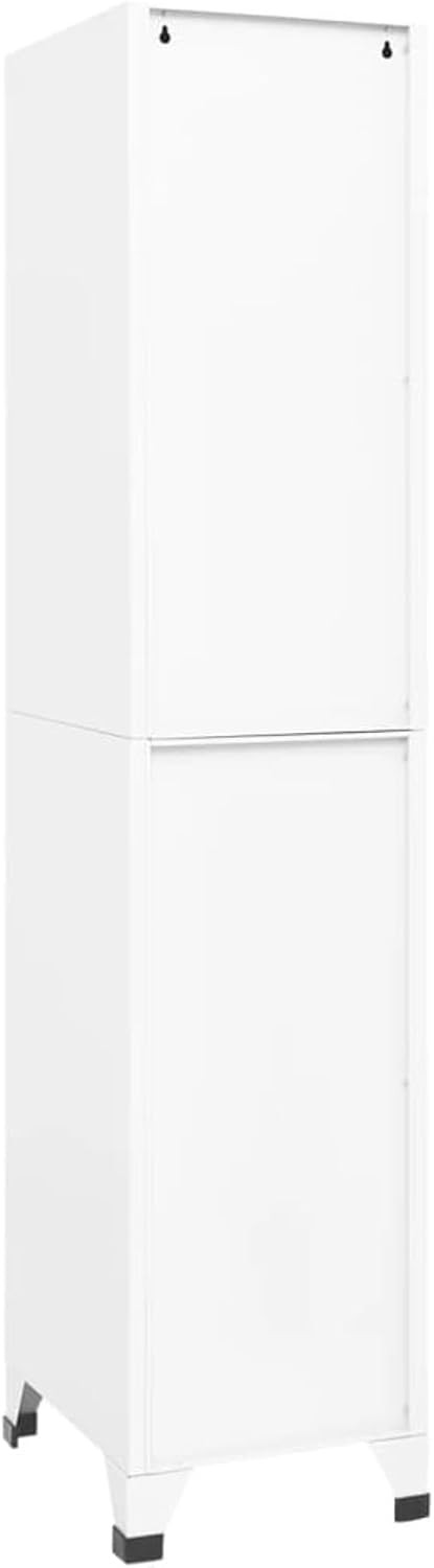 White Metal Locker Cabinet 1 Door Lockable Storage Cupboard Office Gym 180cm
