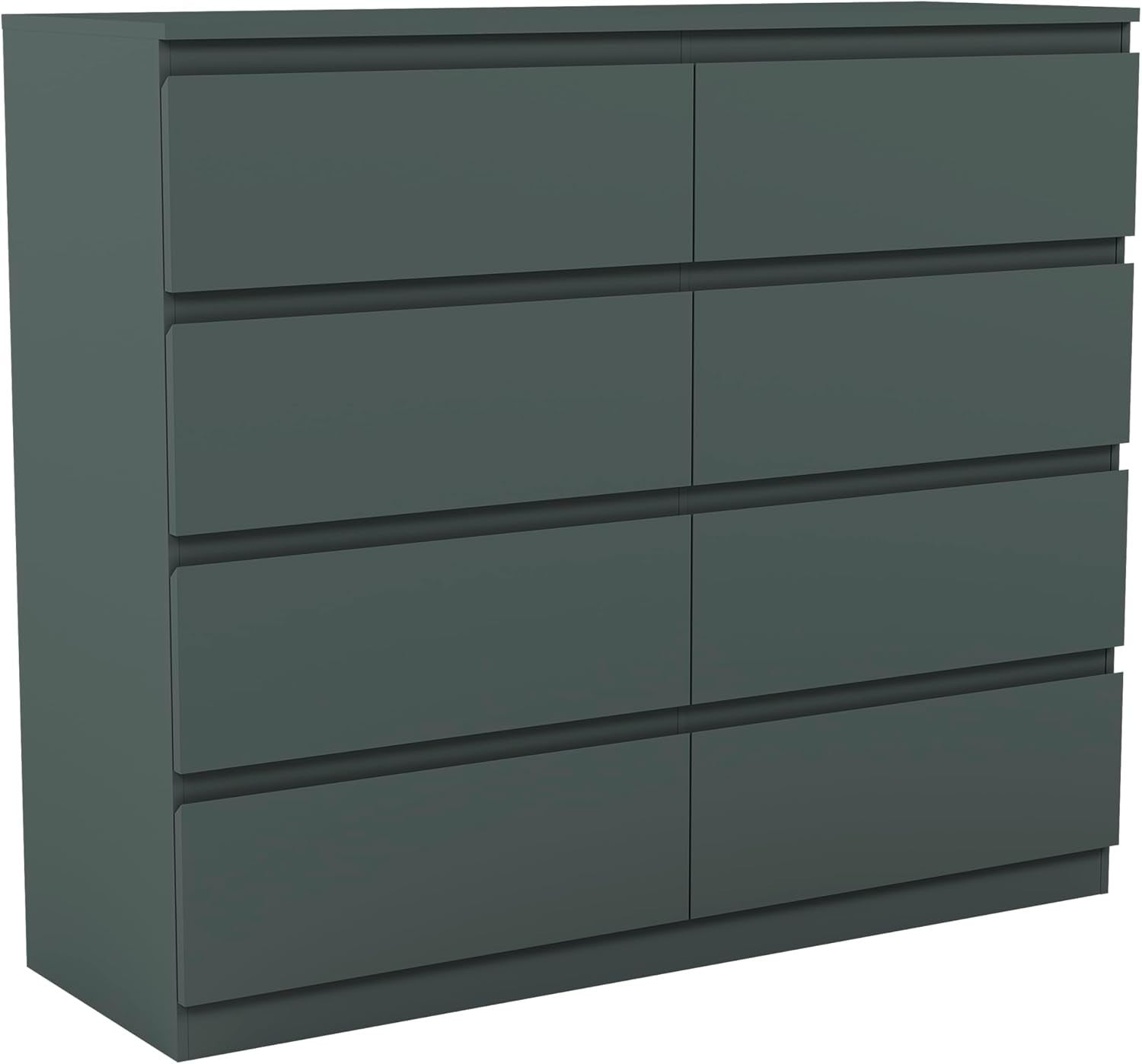 8 Drawer Chest Storage Unit Modern Wide Tall Cabinet Green Bedroom