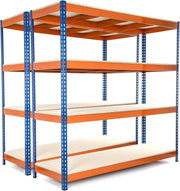 2-Bay 4-Tier Heavy Duty Garage Shelving Unit 180x60x180cm 500KG UDL
