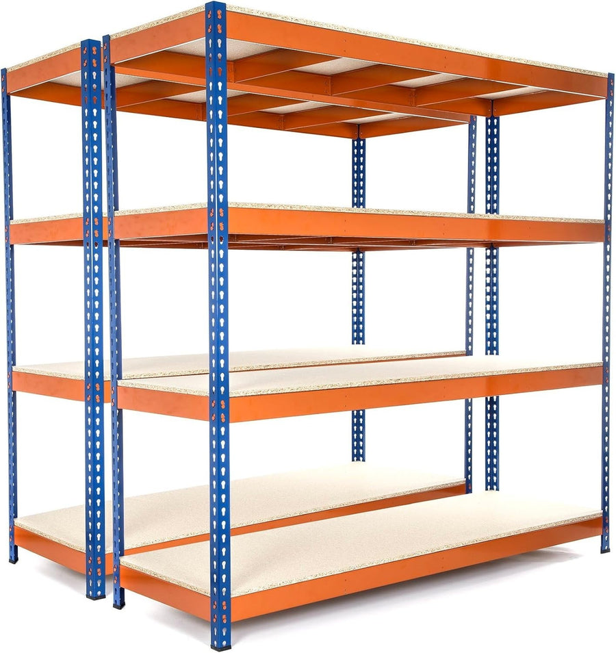 2-Bay 4-Tier Heavy Duty Garage Shelving Unit 180x60x180cm 500KG UDL