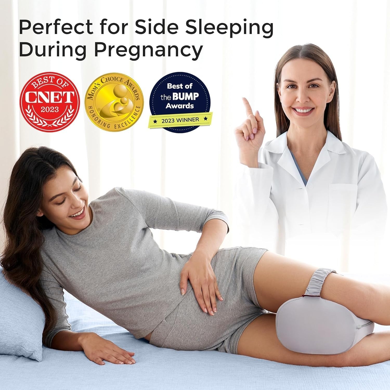 Knee Pillow for Side Sleepers Memory Foam Hip Back Sciatica Support