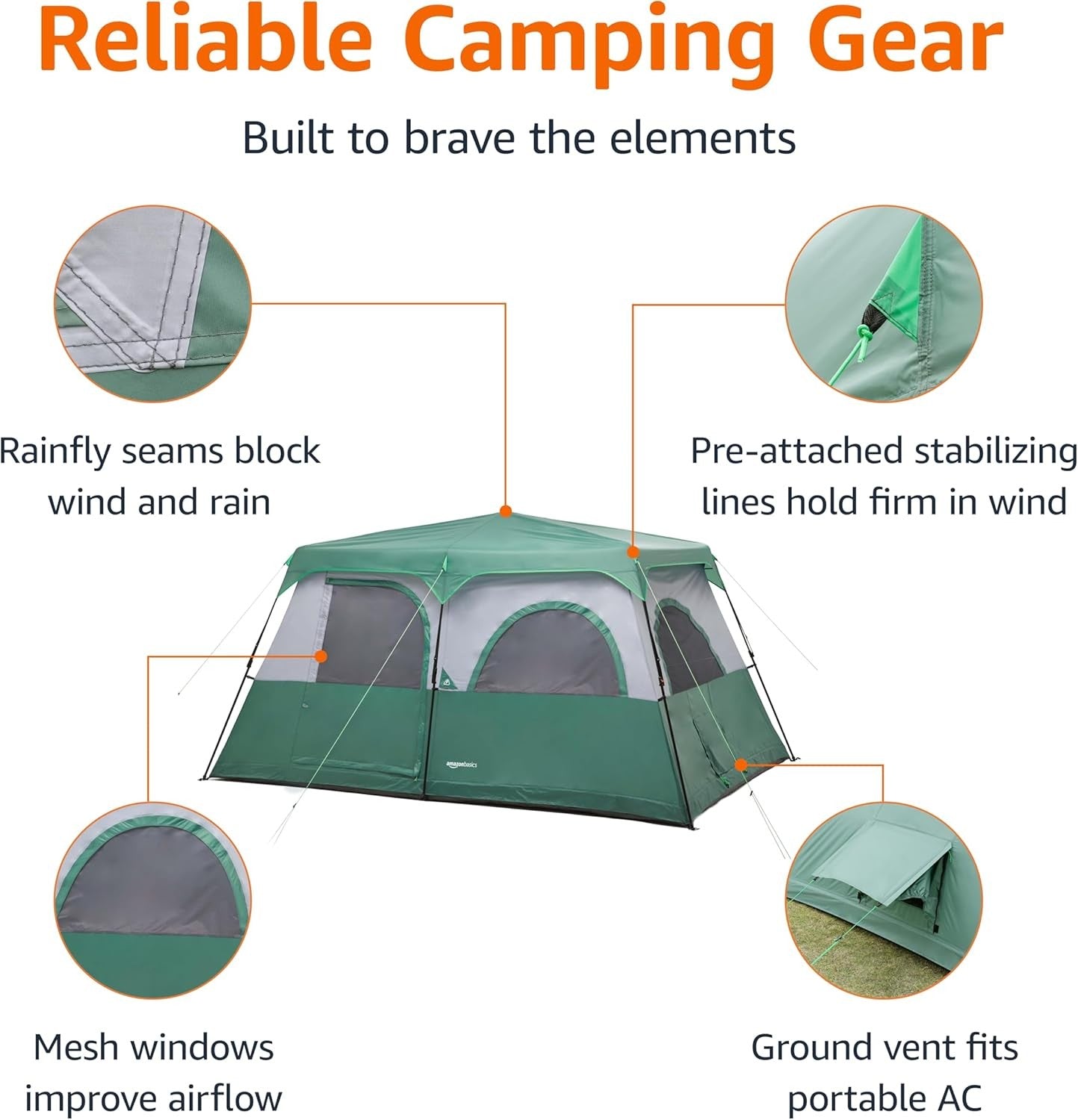 10 Person Camping Tent Waterproof Instant Pop Up with Rainfly