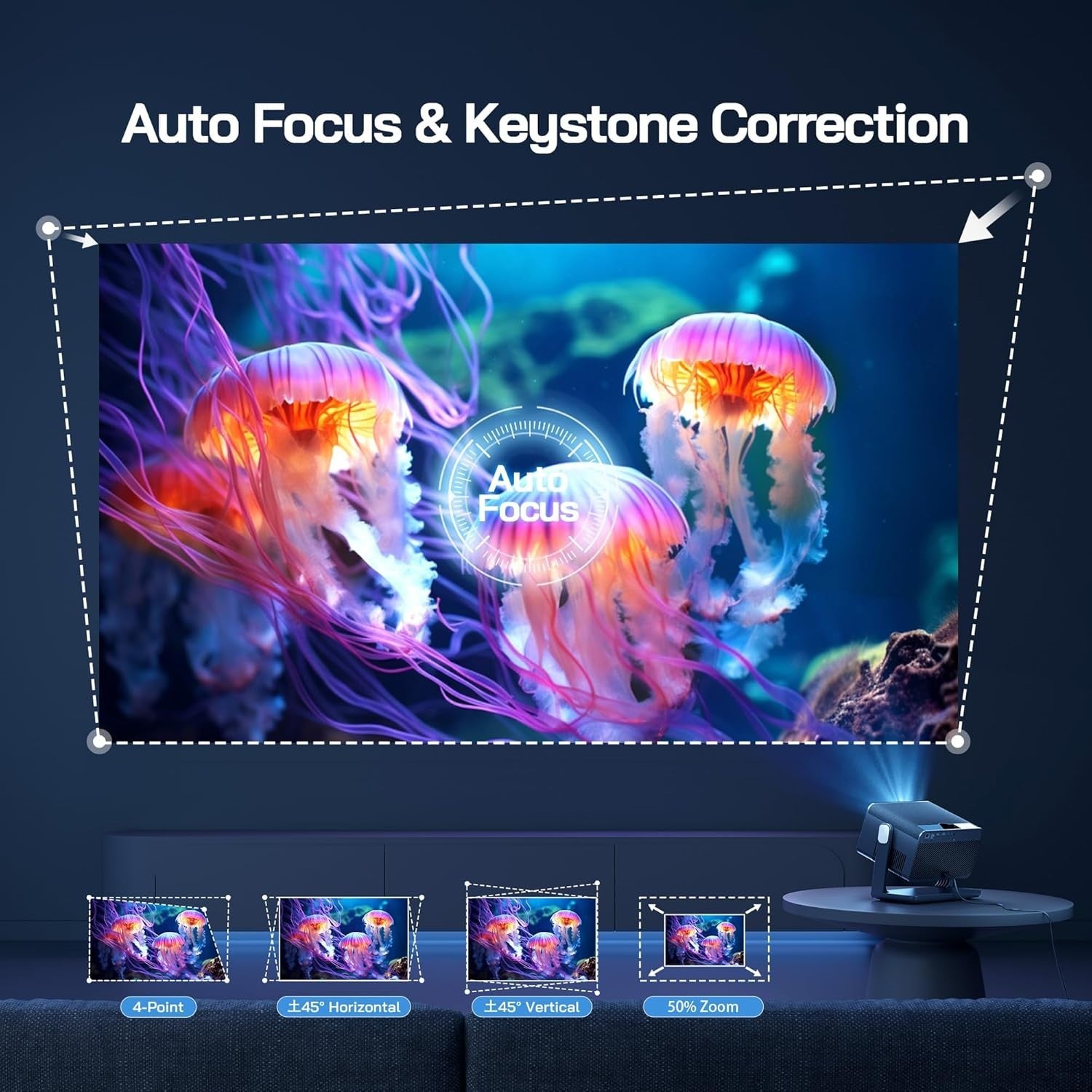 Netflix 4K Smart Mini Projector 900 ANSI WiFi 6 Bluetooth Auto Focus