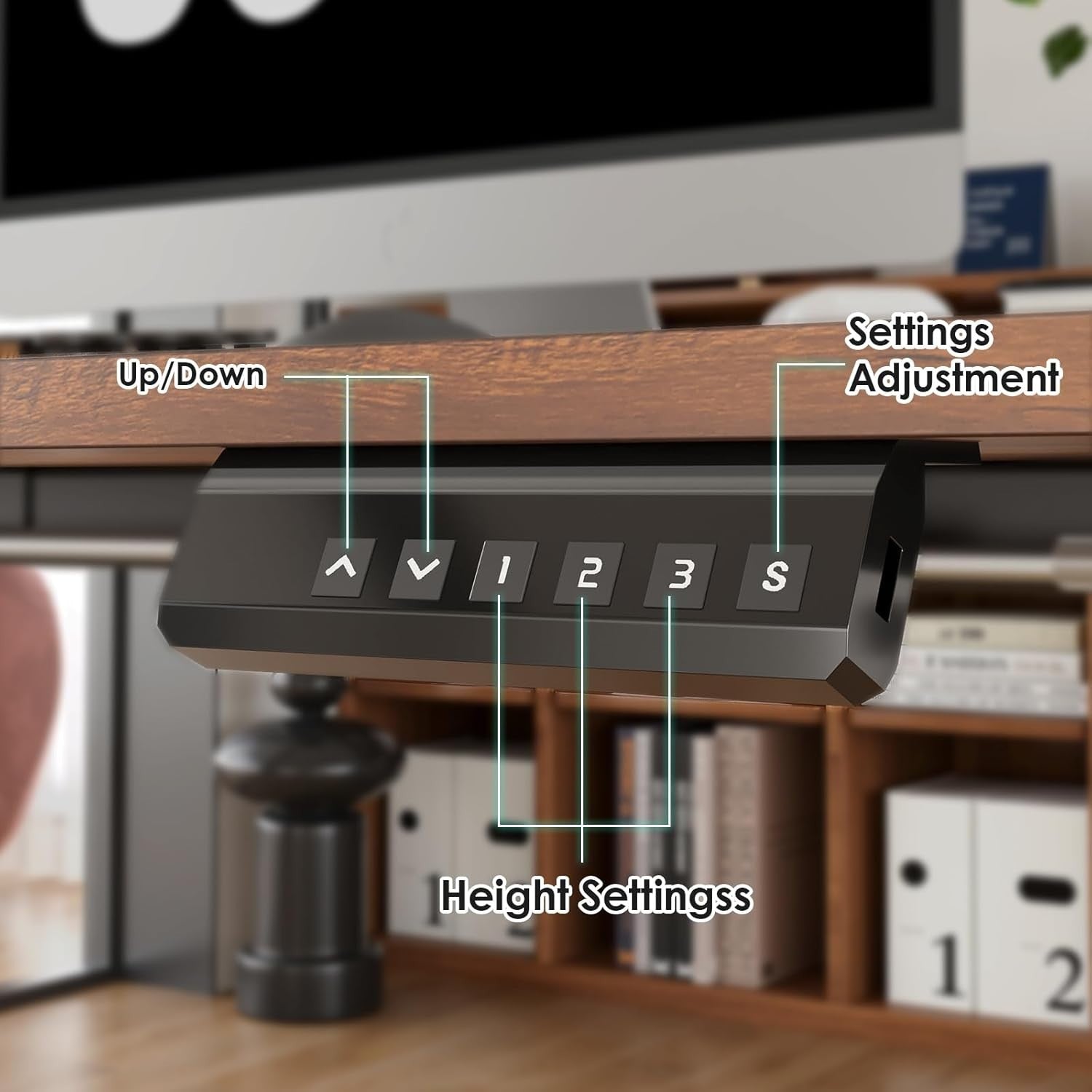 Electric Standing Desk 120x60cm Adjustable Sit Stand Brown Table