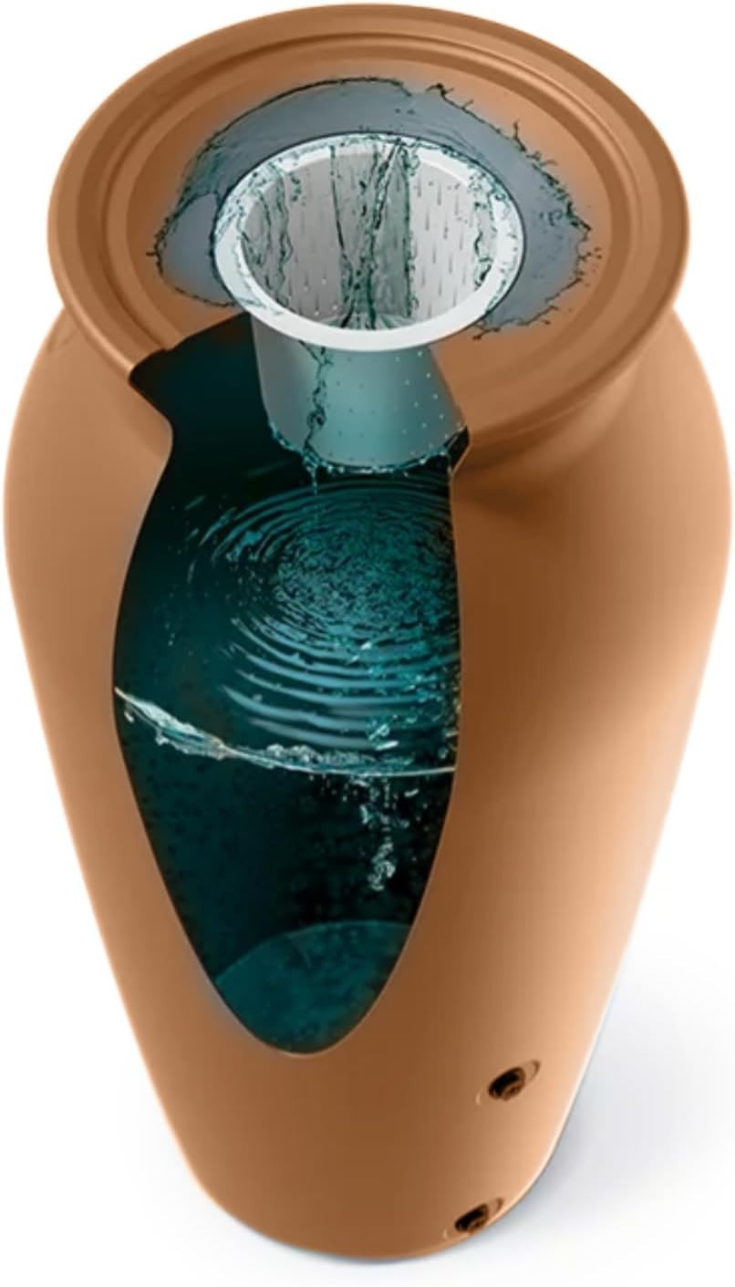 120L Decorative Rainwater Tank with Connection Kit, Round, Brick