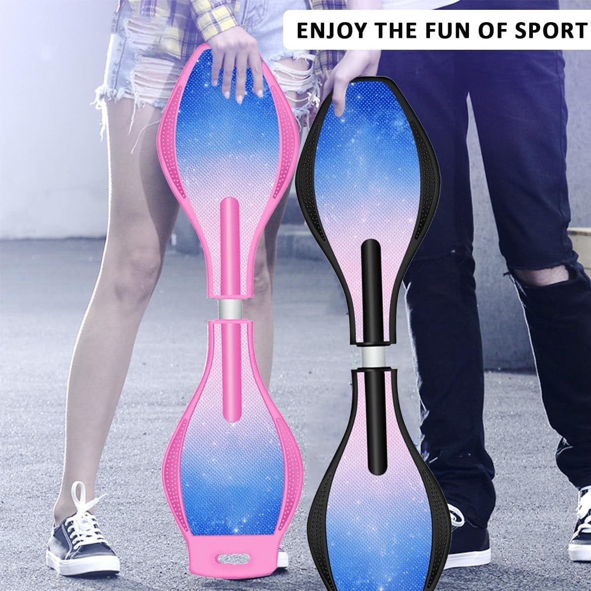 Blue Youth Caster Board LED Wheels Waveboard Skateboard 8+