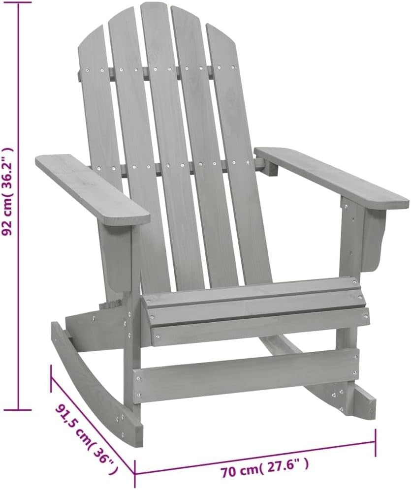 Outdoor Grey Wooden Rocking Chair, Durable Hardwood, Weatherproof Patio Seat