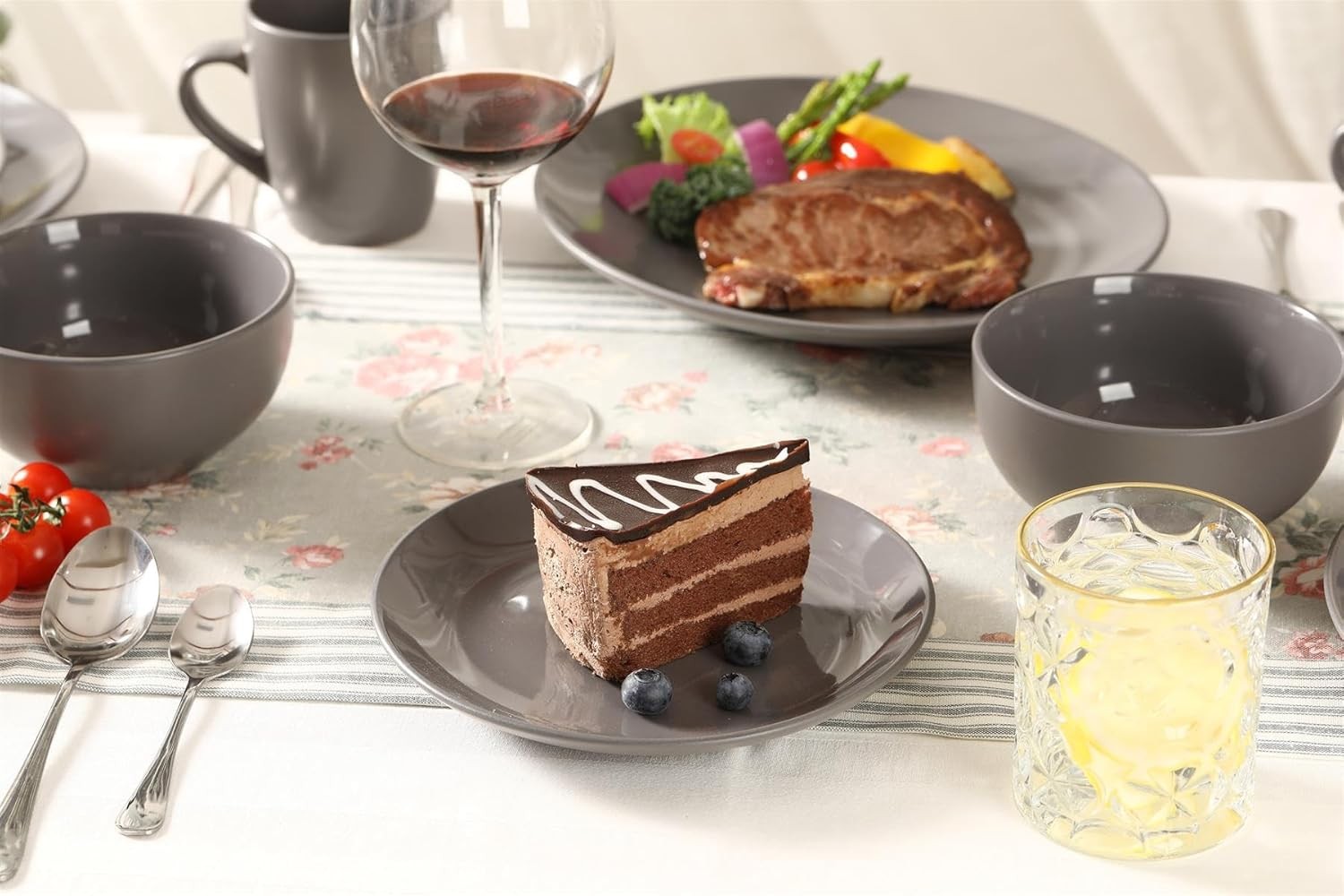 16 Piece Stoneware Dinner Set Plates Bowls Mugs Dishwasher Microwave Safe