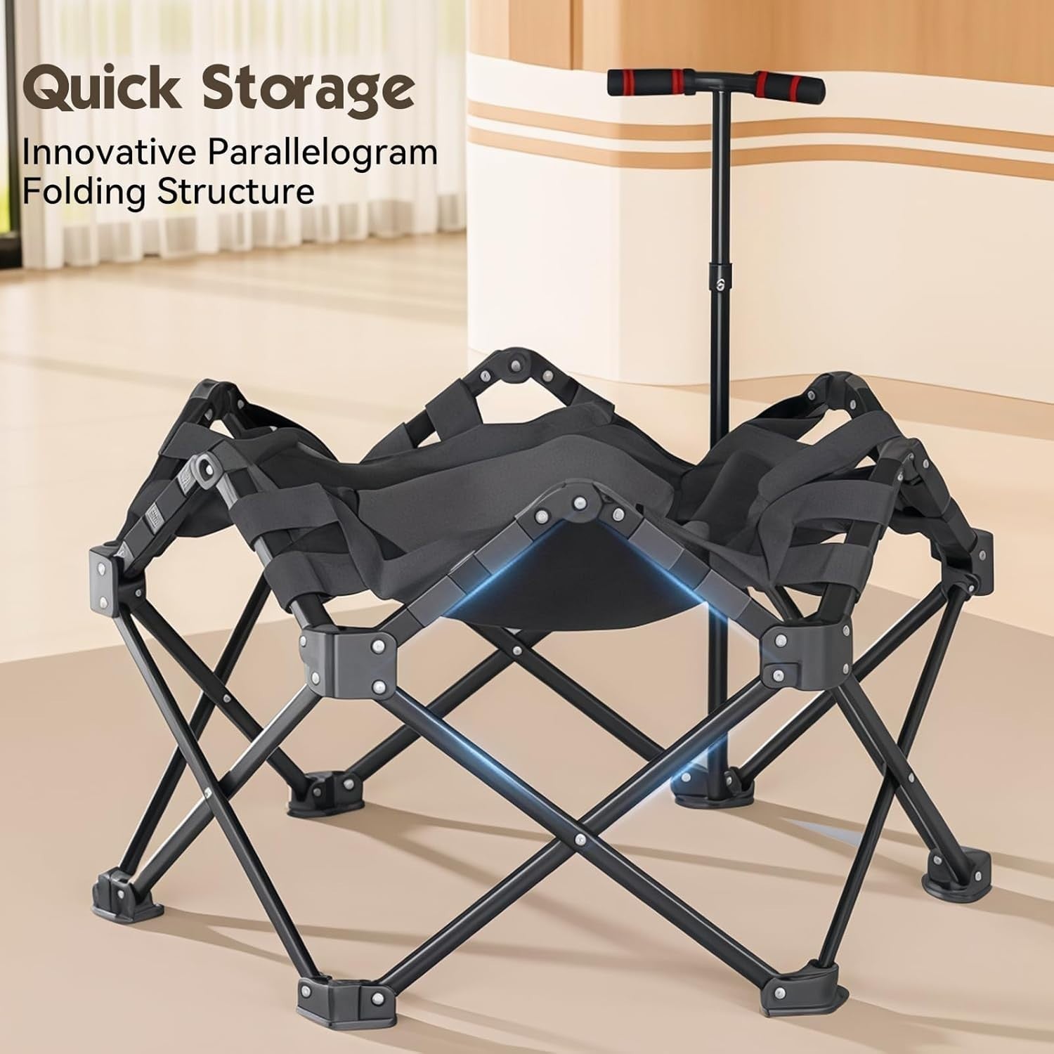 Indoor Fitness Trampoline 106cm Foldable Rebounder Adjustable Handle