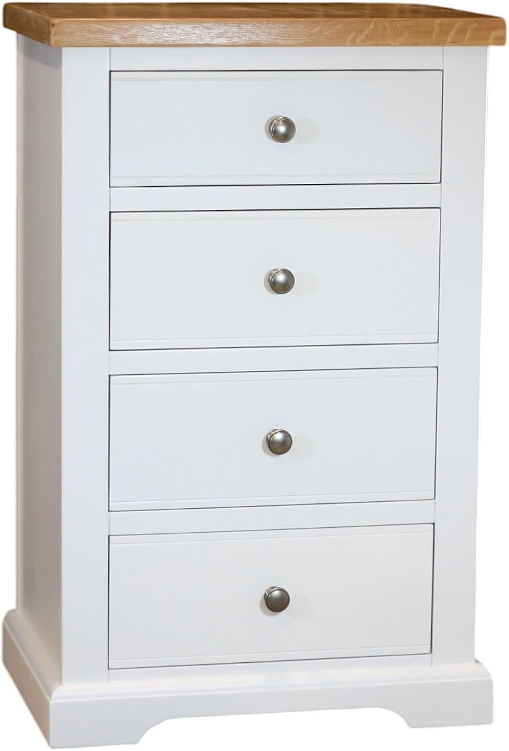 White 4 Drawer Tallboy Chest Slim Bedroom Storage Cabinet 95cm High