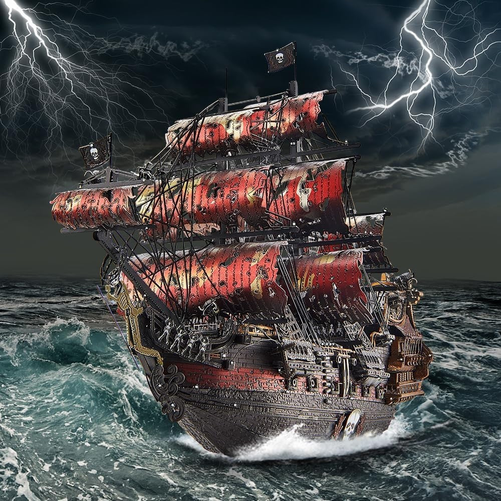 3D Metal Pirate Ship Puzzle Red Queen Annes Revenge Model Kit 439PCS