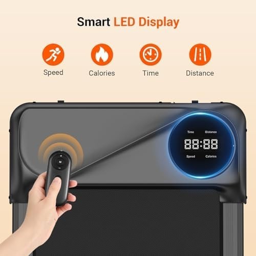Portable Under Desk Walking Pad 2.5HP Quiet Treadmill w/ LED Display & Remote